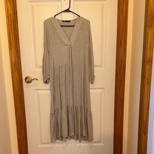 Zara Gray Long Sleeve Maxi Dress
